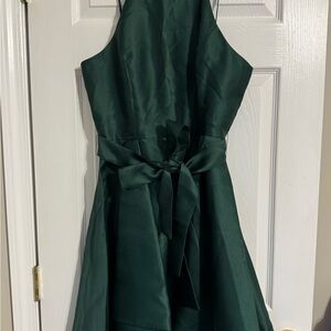 Elegant Dark Green Halter Dress